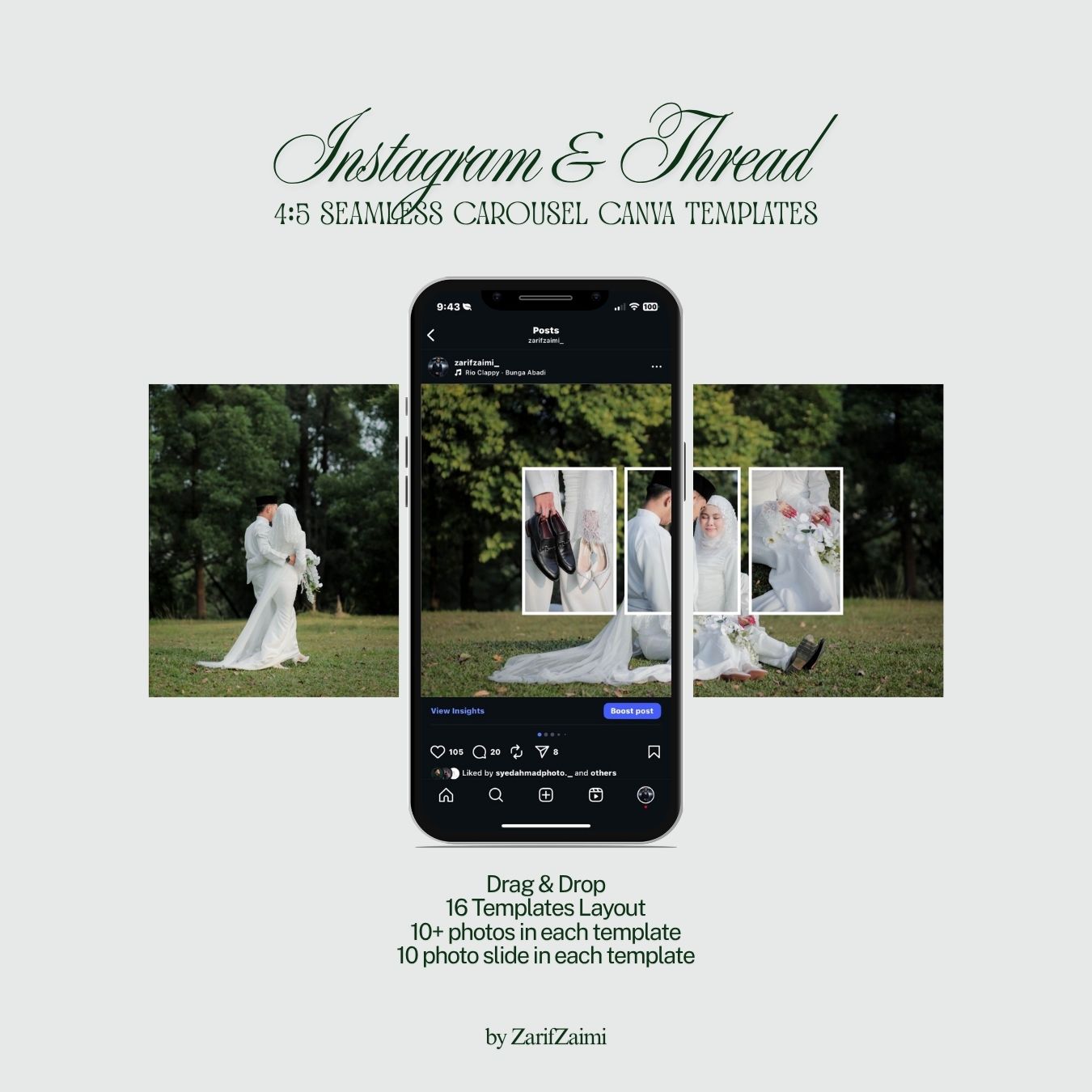 4:5 (Feed) SEAMLESS Carousel Canva Templates